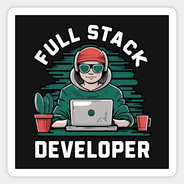 Full Stack Developer Hacker Themed Magnet by GrafiqueDynasty